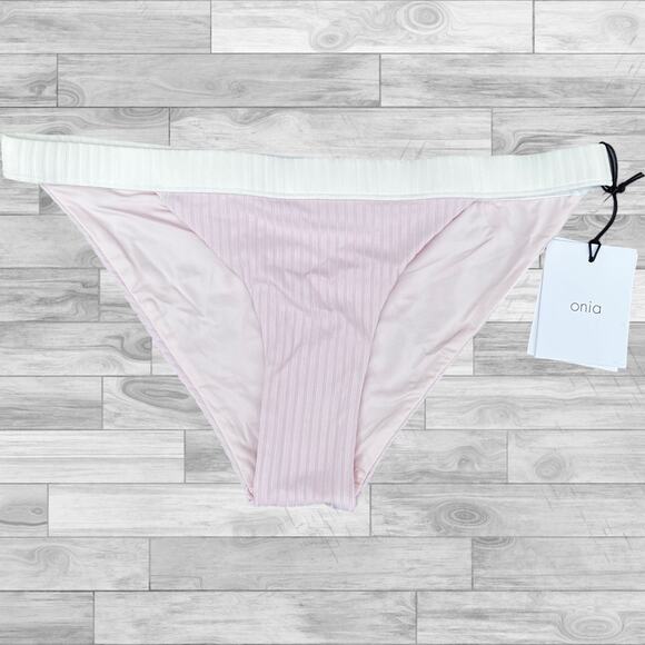 ONIA Lelia ribbed bikini bottom, medium, pink and white - Picture 3 of 9